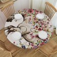 thumbnail image 1 of Orinice Horse Floral Design Cross Stitch Round Table Cover Stain Resistant Washable Indoor Outdoor Tablecloth Kitchen Dining Wedding Parties Waterproof 100% Polyester Fiber 42-46, 1 of 8