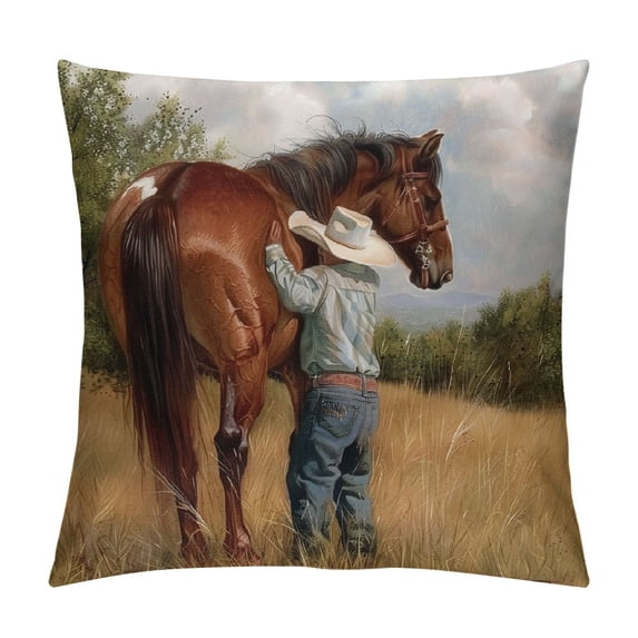 Orinice Horse Graphic Decorative Pillow Cover for Home Couch Living Room Bed Sofa 22x22in