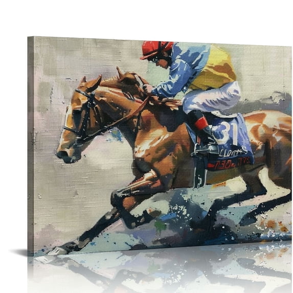 Orinice Horse Racing Fine Art Aesthetic Poster & Print Wall Painting for Home Decor Canvas Print Living Room Bedroom Office Wall Decor 16x12in