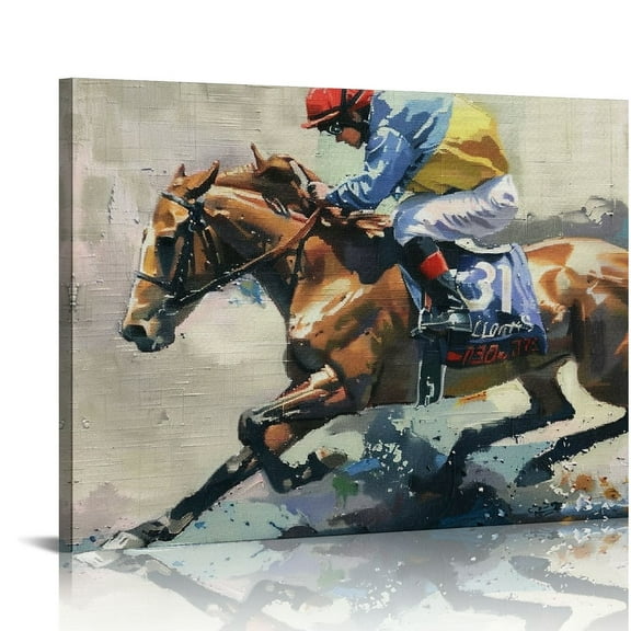 Orinice Horse Racing Fine Art Aesthetic Poster & Print Wall Painting for Home Decor Canvas Print Living Room Bedroom Office Wall Decor 20x16in