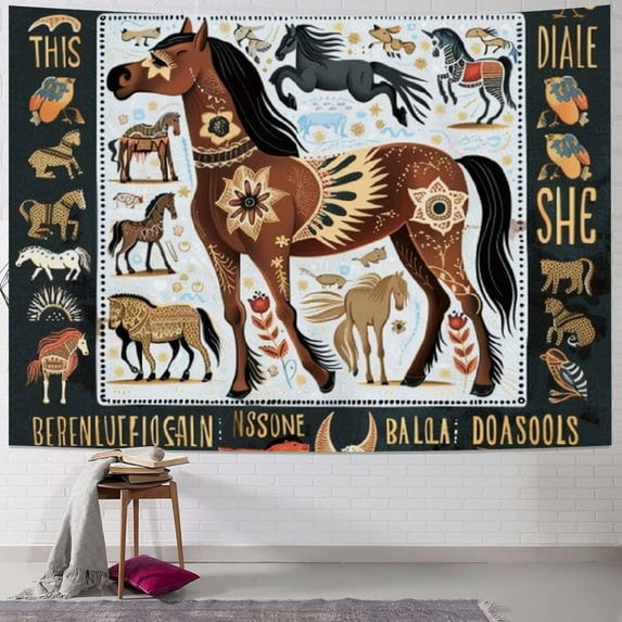 Orinice Horse Tapestry Wall Hanging Unique Style Graphic Tapestries Home Wall Decor Art for Living Room Bedroom Apartment Farmhouse Dorm 40x30inch