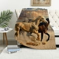 thumbnail image 1 of Orinice Horses Desert American Scene Warm Lightweight Blanket Soft Fleece Blankets  All Seasons Excellent Hand Feel Blanket for Living Rooms Sofa Decor Cow Gifts Blanket 60x80in, 1 of 6