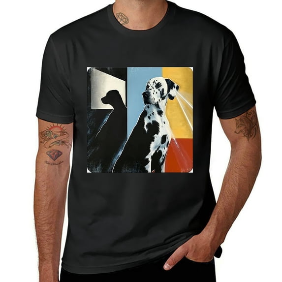 Orinice Husky Dog Men's Novelty Casual Letter Graphic Crewneck T-Shirt XS