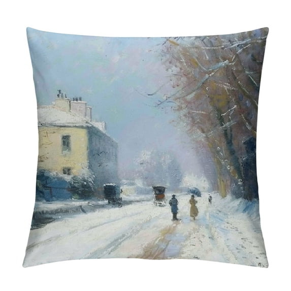 Orinice Impressionist Painting Graphic Decorative Cushion Throw Pillow Cover for Home Sofa Bedroom Car Couch - Winter Style - 1PC 12x12in