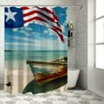 thumbnail image 1 of Orinice Independence Day  Shower Curtain Sets Puerto Rico Flag July Shower Curtain Sets with U Shape Rug,Waterproof Shower Curtain Summer Palm Tree Tree Beach Non-Slip Bathroom Mat 36x72, 1 of 7
