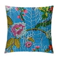 thumbnail image 1 of Orinice Indian Handmade Cotton Turquoise Kantha Fruit Print Threads Work Cushion Cover Throw Decorative Pillows Cover Bohemian  White, 1 of 5