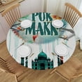 thumbnail image 1 of Orinice International Typography Round Table Cover Stain Resistant Washable Indoor Outdoor Tablecloth Kitchen Dining Wedding Parties Waterproof 100% Polyester Fiber 31-35, 1 of 8