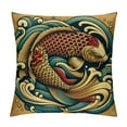thumbnail image 1 of Orinice  Japanese Throw Pillow Cushion Cover, Grunge Style Oriental Water Koi Carp Fish Aquatic Theme Distressed Pattern, Decorative Rectangle Accent Pillow Case,  White, 1 of 5