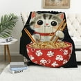 thumbnail image 1 of Orinice  Kawaii Ramen Cat Red Heart Love Throw Blanket Warm Cozy Soft Funny Print Blankets for Bed Couch Sofa Room Decoration Gifts Small for Kid 40x50in, 1 of 6