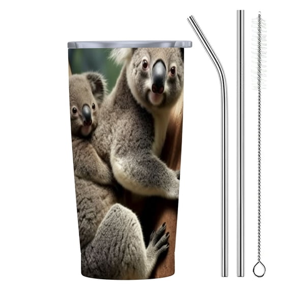 Orinice Koala Bear 20oz Stainless Steel Car Tumbler with Straw, Push-Pull Cup Lid - Gift for Men Women Dad Mom 20oz