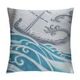 thumbnail image 1 of Orinice  Kraken Throw Pillow Cushion Cover, Viking Longship Sailing into The Waves with Scandinavian Shields Retro Display, Decorative Square Accent Pillow Case, White, 1 of 5