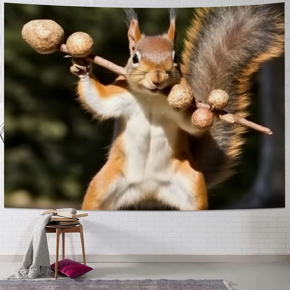 Orinice Landscape Tapestry Sporty Squirrel Cute Animal Suitable for Hanging Wall Decoration Wall Tapestry Wall Hanging Decor Wall Art for Bedroom Living Room Dorm Picnic 60x50inch
