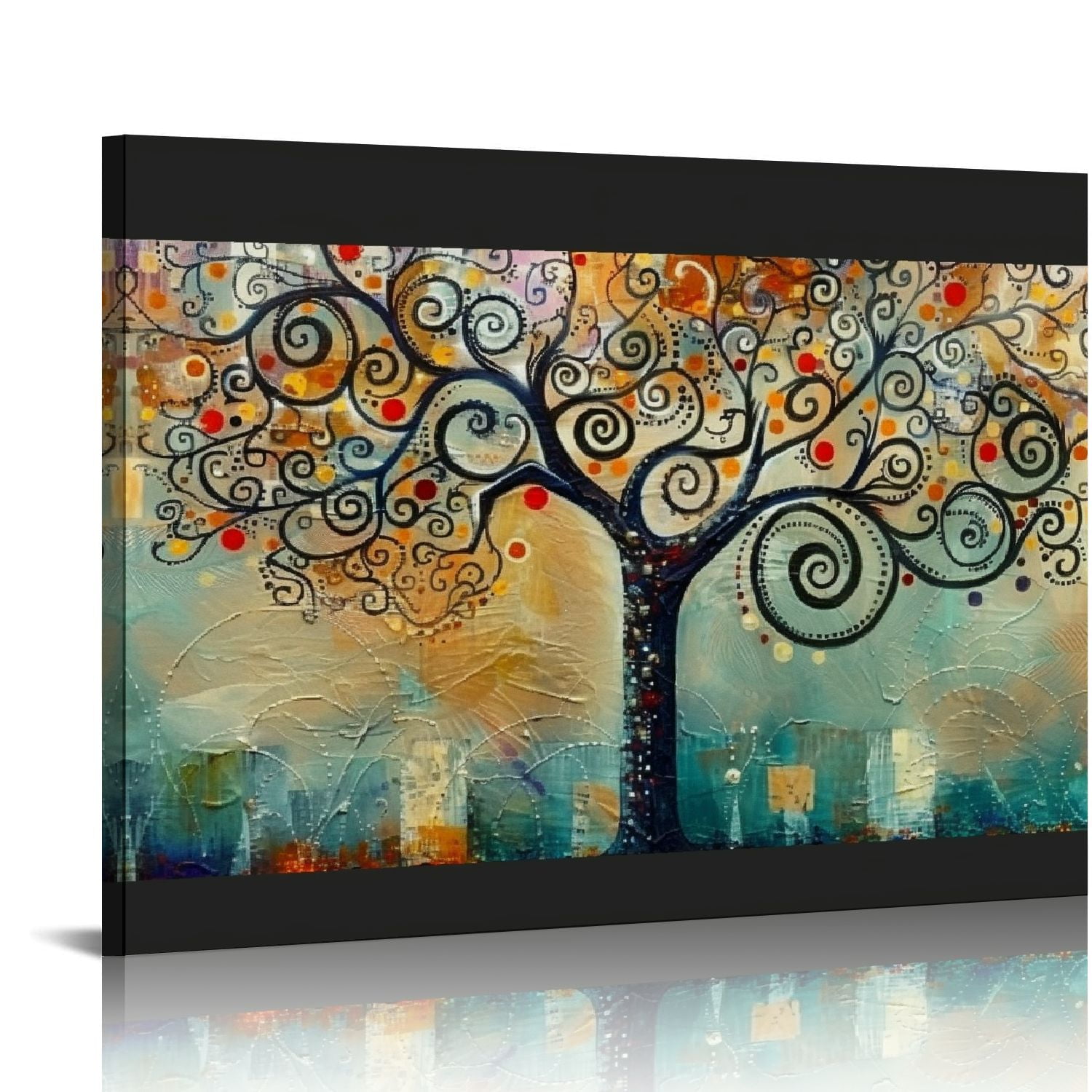 SUN RDPP Tree Of Life Wall Art Decor, 60cm / 23.6inch Large Metal Family Tree Outdoor Wall Sculpture, Hollowed Tree Of Life Wall Decor Hanging For Garden Office Bedroom Living Room (BLACK