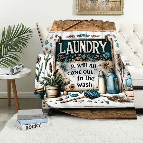Orinice Laundry Theme Rustic Wood Blue Butterflies Warm Lightweight Blanket Soft Fleece Blankets All Seasons Sofa Decor Cow Gifts Multiple Sizes 60x80in
