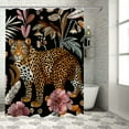 thumbnail image 1 of Orinice  Leopard Palm Leaves Shower Curtain African Wild Animal Cheetah Tropical Leaf Jungle Leopard Tiger Pink Fabric Bathroom Curtain Sets with Hooks 69x72, 1 of 7