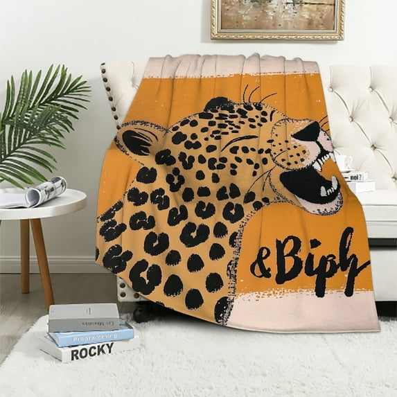Orinice Leopard Theme Warm Lightweight Blanket Soft Fleece Throw Blanket for All Seasons - Multiple Sizes Available 60x80in