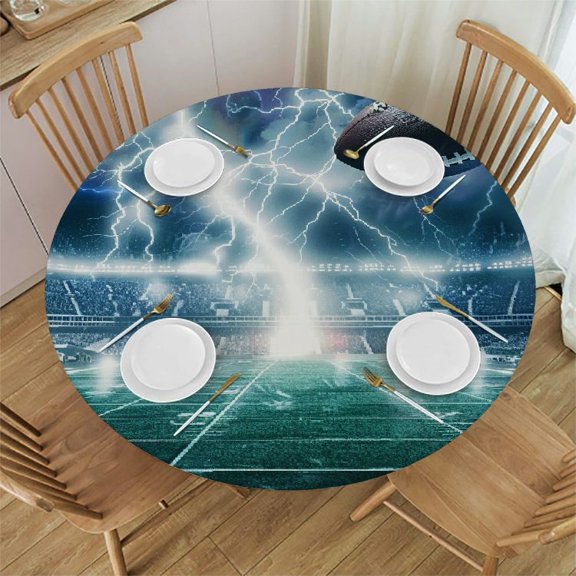 Orinice Lightning Bolt Round Table Cover Stain Resistant Washable Indoor Outdoor Tablecloth Kitchen Dining Wedding Parties Picnic Camping 100% Polyester Fiber 46-50