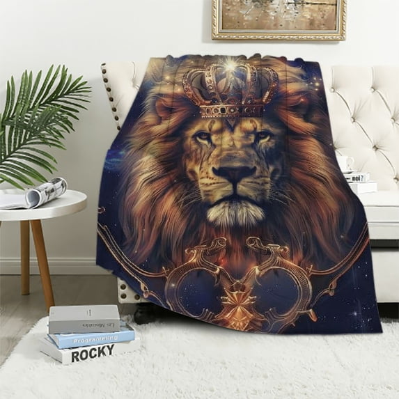 Orinice Lion Blanket Printed Throw Blanket for Kids Child Adults Soft Warm Flannel Blanket for Bed and Couch Bedroom Decor 60x80in