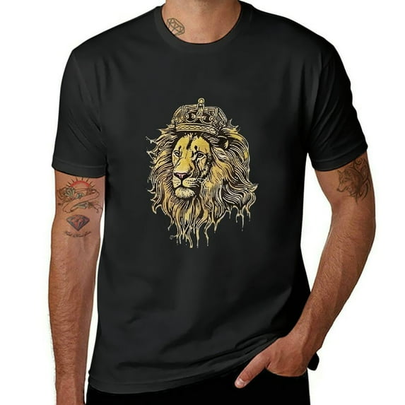 Orinice Lion Crown Silk Style Men's Graphic T-Shirt Half Sleeve Tee Top 5XL