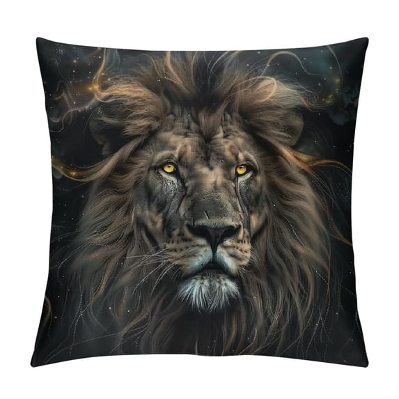 Orinice Lion Graphic Decorative Throw Pillow Cover for Home Couch Living Room Bed Sofa - Short Plush Material - 1PC 20x20in