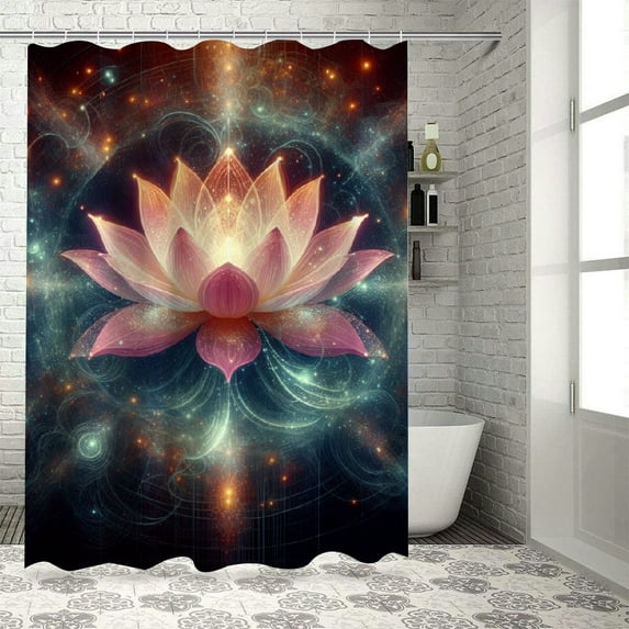 Orinice Lotus Flower Bathroom Decor Set - Colorful Luxurious Graphic Print Polyester Fabric Fashion Shower Curtain Set with Hooks, 100% Polyester, Washable, Multiple Sizes 69x72