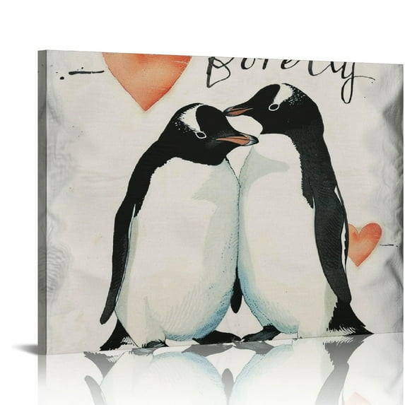 Orinice Love Penguins Fine Art Aesthetic Poster & Print Wall Painting for Classroom Kitchen Office Farmhouse Bathroom Room Decor Pictures Wall Art Painting Canvas Print Living Room Bedroom
