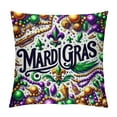 thumbnail image 1 of Orinice  Mardi Gras Throw Pillow Cushion Cover, Vivid Beads Circular Frame with Lettering Traditional Patterns Print, Decorative Square Accent Pillow Case,  White, 1 of 5