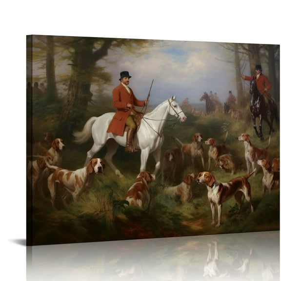 Orinice  Master Vintage Heywood Hardy  Retro Hunters and Hounds Print - Foxhound Art - Hunting Dogs Painting - Animal Wall Art - Living Room or Farmhouse Wall Decor, 16x12in