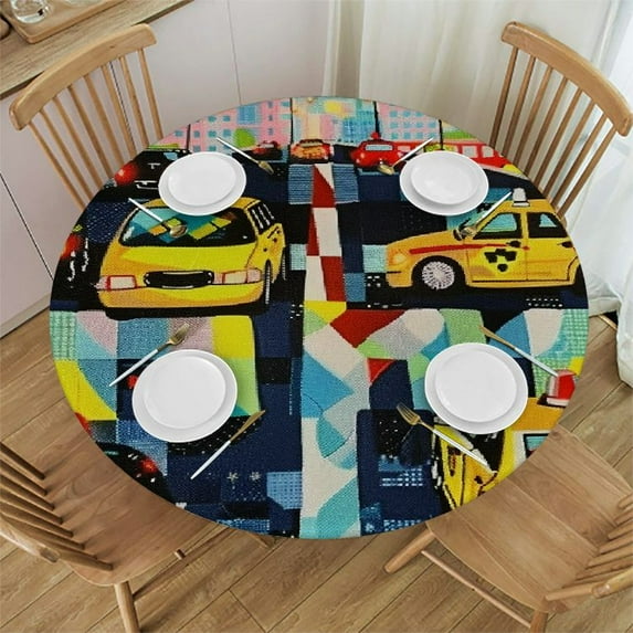 Orinice Maximalism Round Table Cover Stain Resistant Washable Indoor Outdoor Tablecloth Kitchen Dining Wedding Parties 100% Polyester Fiber 54-58