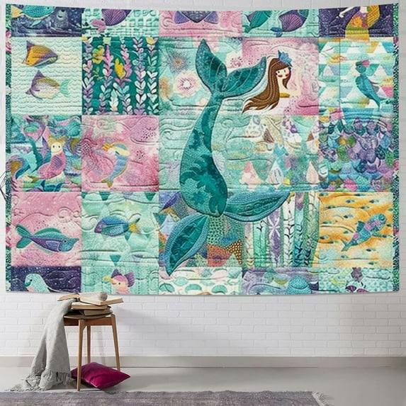 Orinice Mermaid Fish Unique Style Tapestry Wall Hanging, Graphic Home Wall Decor Art for Living Room Bedroom Apartment Farmhouse Dorm 40x30inch
