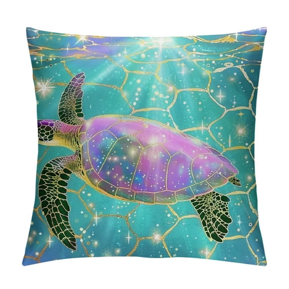 Orinice Mermaid Scales Throw Pillow Cover, Tortoise Reptile Decorative Pillow Cover For Lumbar Support Home Office, Sea Turtle Ocean Life Pillow Cover For Women, Sweet Girly Cushion Case,  White