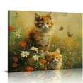 thumbnail image 1 of Orinice  Monet Cat Wall Art Funny Famous Art Prints, Monet Impressionist Hanging Artwork Cute Cats in Two Flowers Vintage Painting Print Decor for Living Room Bedroom Office 20''X16'' 16x12in, 1 of 6