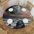 thumbnail image 1 of Orinice Moon Star Ocean Round Table Cover Stain Resistant Washable Indoor Outdoor Tablecloth Kitchen Dining Wedding Parties 100% Polyester Fiber 46-50, 1 of 8