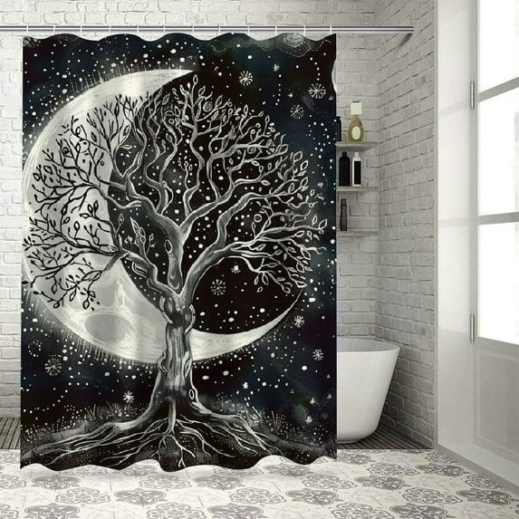 Orinice Moon Stars Bathroom Decor Set with Hooks, Colorful Luxurious Graphic Print Polyester Fabric Shower Curtain Set, Home Bathtubs Decoration, Waterproof, Easy to Install, Machine Washable 36x72