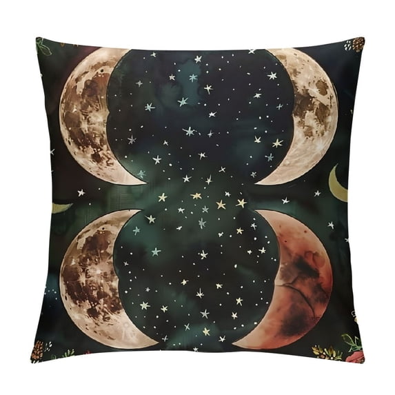Orinice Moon Stars Flowers Graphic Decorative Cotton Linen Throw Pillow Cover 1PC 22x22in
