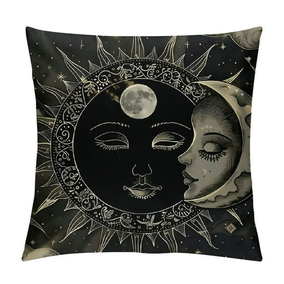 Orinice Moon Stars Gothic Art Graphic Decorative Men Women Room Cushion Throw Pillow Cover for Home Sofa, Square Pillow Case 1PC 22x22in