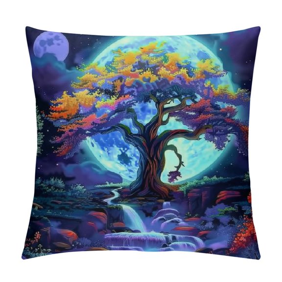 Orinice Moonlight Stream Graphic Decorative Throw Pillow Cover for Home Couch Living Room Bed Sofa - Zipper Closure, All Seasons, 1PC 18x18in
