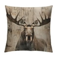 thumbnail image 1 of Orinice Moose Antlers Graphic Decorative Throw Pillow Cover for Home Couch Living Room Bed Sofa - Short Plush Material - 1PC 18x18in, 1 of 5