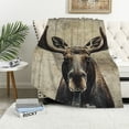 thumbnail image 1 of Orinice Moose Antlers Wall Warm Lightweight Blanket Soft Fleece Blankets All Seasons Decor Gifts for Bed Couch Sofa Office Multiple Sizes 60x80in, 1 of 6
