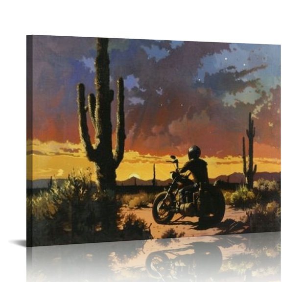 Orinice Motorcycle Rider  David Mann The Ride South Art Canvas Painting Decor Wall Print Photo Gifts Home Modern DecorativeUnframed  16x12in