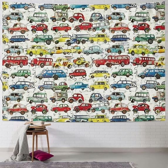 Orinice Motorcycle Tapestry Queen Size, Vintage Multicolored Motorcycles Old and Modern and Lively Spots in Background, Wall Hanging Bedspread Bed Cover Wall Decor, 60x50inch