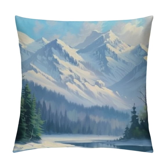 Orinice Mountain Lake Trees Decorative Cushion Throw Pillow Cover for Home Couch Living Room Bedroom - 1PC 24x24in