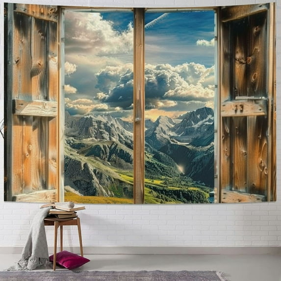 Orinice Mountain Range Clouds Sky Tapestry Wall Hanging Unique Style for Home Decor - Graphic Tapestries Art for Living Room Bedroom Dorm, 4 Sizes Available 60x50inch