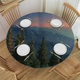thumbnail image 1 of Orinice Mountain Range Full Moon Trees Round Table Cover Stain Resistant Washable Indoor Outdoor Tablecloth Kitchen Dining Wedding Parties 100% Polyester Fiber 46-50, 1 of 8