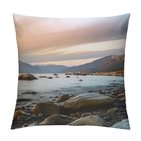 Orinice Mountain Water Rocks Decorative Cushion Throw Pillow Cover for Home Living Room Sofa Bedroom, Indoor Outdoor Pillowcase for Car Couch - 1PC 12x12in