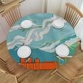 thumbnail image 1 of Orinice Mountains Clouds Bird Round Table Cover Stain Resistant Washable Indoor Outdoor Tablecloth Kitchen Dining Wedding Parties Elastic Edge 100% Polyester Fiber 54-58, 1 of 8