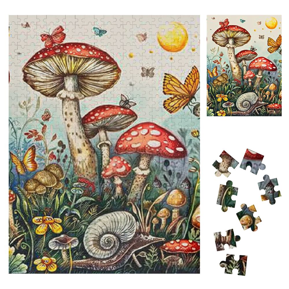 Orinice Mushroom Butterflies Snail Wooden Puzzle Vertical-Style - Ideal ...