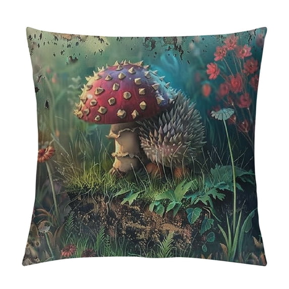 Orinice Mushroom Graphic Decorative Throw Pillow Cover for Home Couch Living Room Bed Sofa - Printed on Both Sides - 1PC 18x18in