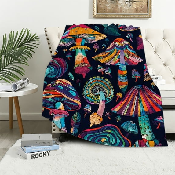 Orinice Mushroom Pattern Warm Lightweight Blanket Soft Fleece Blankets for All Seasons - Decorative Throw Blanket for Living Rooms, Sofa, Office - Cow Gifts Blanket in Multiple Sizes 40x50in