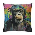 thumbnail image 1 of Orinice Music-Loving Monkey Graphic Decorative Cushion Throw Pillow Cover for Home Couch Living Room Sofa Square Soft and Durable 1PC 20x20in, 1 of 5